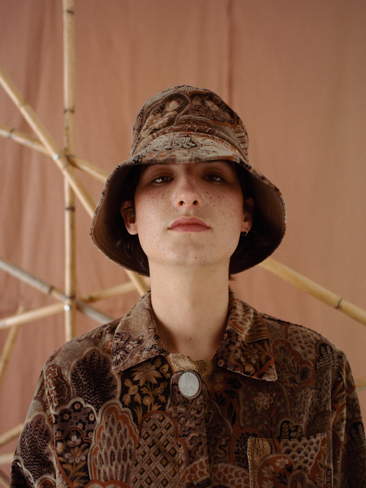 brown velvet bucket hat - Provence - Provençal textiles